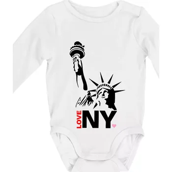 Kojenecký body Socha svobody velká - Body kojenecké s dlouhým rukávem - Dlouhý r. 3-6 měs ( Bílá )