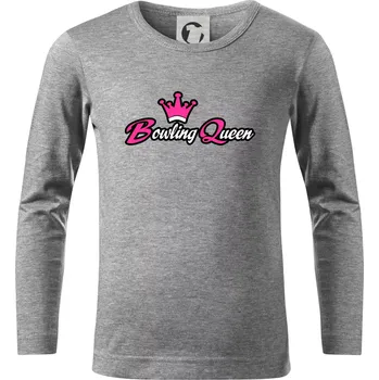 Chlapecké tričko Bowling queen - Triko dětské Long Sleeve - 134 cm/8 let ( Tmavě šedý melír )