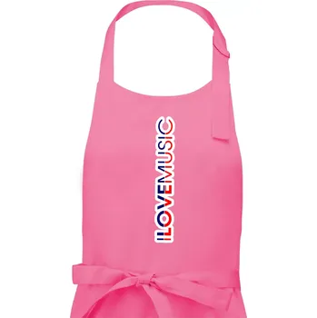 Kuchyňská zástěra I love music na výšku - Dámská zástěra na vaření - Univerzální velikost ( Růžová )