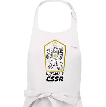 Kuchyňská zástěra Narozen v ČSSR - Pánská zástěra na vaření - Univerzální velikost ( Bílá )