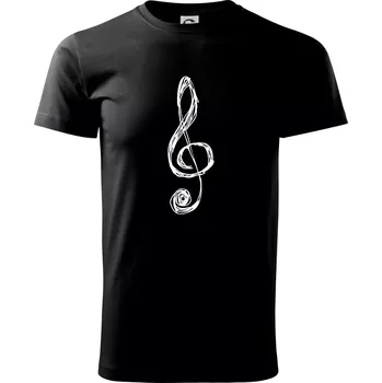 Houslový klíč kreslený - Triko extra velké (5-8XL) - 8XL ( Černá )