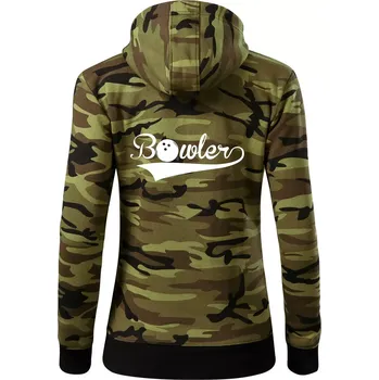 Dámská mikina Bowler - Dámská mikina trendy zipper s kapucí - S ( Zelený maskáč )