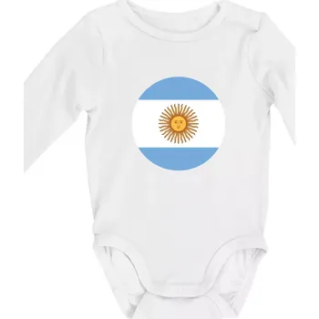 Argentina vlajka kulatá - Body kojenecké s dlouhým rukávem - Dlouhý r. do 3 měs ( Bílá )