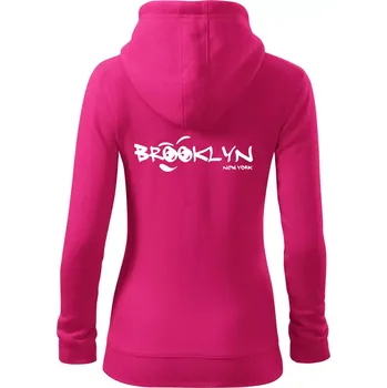 Dámská mikina Brooklyn úsměv - Dámská mikina trendy zipper s kapucí - L ( Purpurová )
