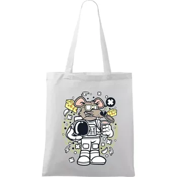 Myš kosmonaut komiks - Taška bavlněná - 42 x 38 cm ( Bílá )