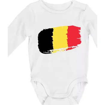 Belgie vlajka - Body kojenecké s dlouhým rukávem - Dlouhý r. 3-6 měs ( Bílá )