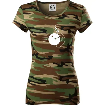 Dámské tričko Koule vs kuželka - Dámské maskáčové triko - XS ( Hnědý maskáč )