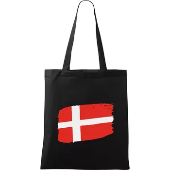 Nákupní taška Dánsko vlajka - Taška bavlněná - 42 x 38 cm ( Černá )