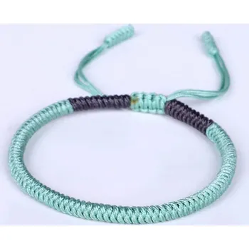 Náramek Ručně vázaný tibetský náramek štěstí | náramek, amulet - Zelený