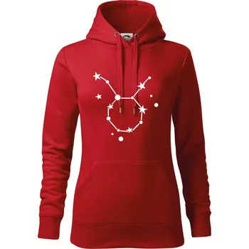 Dámská mikina Souhvězdí - Taurus - Býk - Mikina dámská Cape s kapucí - M ( Červená )