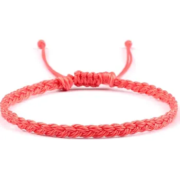 Náramek Ručně pletený párový náramek z voskované šňůrky | šňůrkový náramek, párový náramek - Růžový