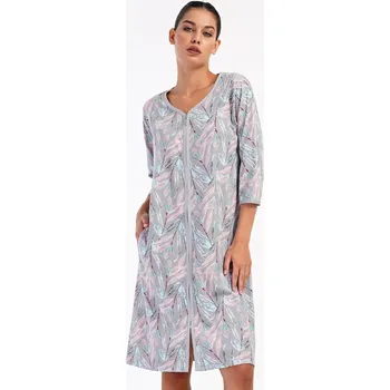 Dámské šaty Dámské bavlněné šaty Kika s tříčtvrtečním rukávem Vienetta, šedá 4XL i232_9845_55455957:šedá 4XL