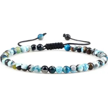 Náramek Minimalistický onyxový náramek minerálních korálků | energetický náramek, náramek přátelství - Modrý oheň