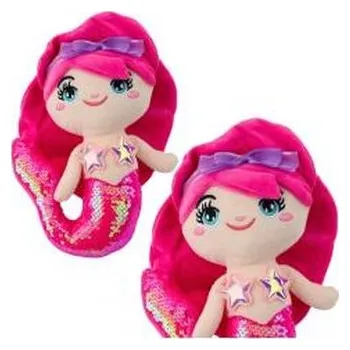 Panenka Syrenka pluszowa z ogonem w cekiny różowa 28cm