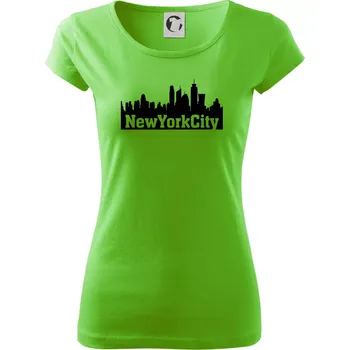 Dámské tričko New York City silueta - Dámské triko Pure - XS ( Apple Green )