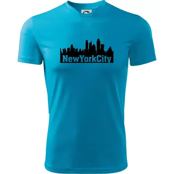 Pánské oblečení New York City silueta - Pánské triko Fantasy sportovní (dresovina) - M ( Světlý tyrkys )
