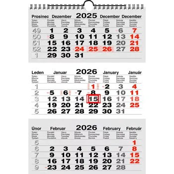Kalendář Kalendář nástěnný Tříměsíční šedý 2638N