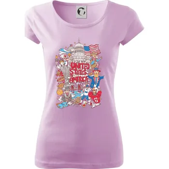 Dámské tričko USA karikatura - Dámské triko Pure - 2XL ( Orchid )