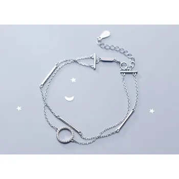 Náramek For Silver Dámský dvojitý stříbrný náramek s kruhem – Stříbro 925