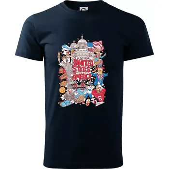 Pánské tričko USA karikatura - Triko extra velké (5-8XL) - 7XL ( Námořní modrá (velmi tmavá - téměř černá) )