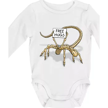 Kojenecký body Vetřelec - free hugs (Hana-creative) - Body kojenecké s dlouhým rukávem - Dlouhý r. do 3 měs ( Bílá )