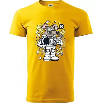 Pánské tričko Myš kosmonaut komiks - Triko extra velké (5-8XL) - 6XL ( Žlutá )