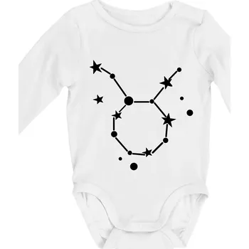 Souhvězdí - Taurus - Býk - Body kojenecké s dlouhým rukávem - Dlouhý r. 3-6 měs ( Bílá )