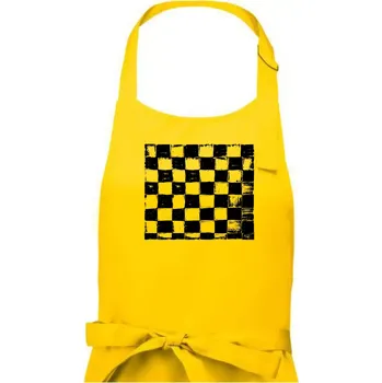 Kuchyňská zástěra Šachovnice černá kreslená - Pánská zástěra na vaření - Univerzální velikost ( Žlutá )