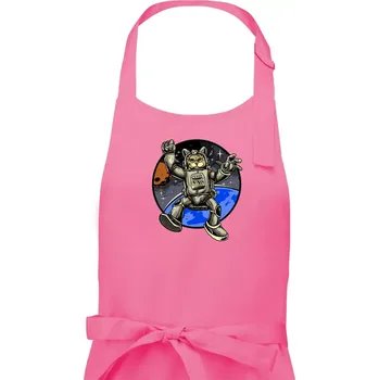 Kuchyňská zástěra Kočičí astronaut - Dámská zástěra na vaření - Univerzální velikost ( Růžová )