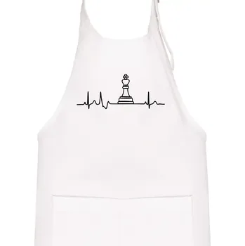 Kuchyňská zástěra EKG Šachové figurky - Král - Dětská zástěra na vaření - Univerzální velikost ( Bílá )