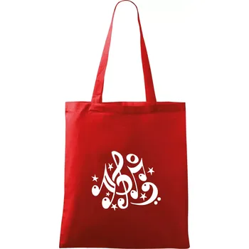 Nákupní taška Noty a hvězdy - Taška bavlněná - 42 x 38 cm ( Červená )