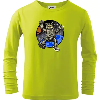 Chlapecké oblečení Kočičí astronaut - Triko dětské Long Sleeve - 134 cm/8 let ( Limetková )