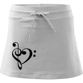 Dámská sukně Houslový klíč srdce - Sportovní sukně - two in one - XS ( Bílá )