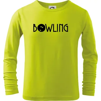 Dětská móda Bowling nápis - Triko dětské Long Sleeve - 146 cm/10 let ( Limetková )