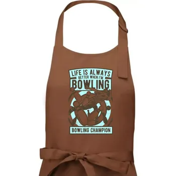 Kuchyňská zástěra Bowling Champion - Dámská zástěra na vaření - Univerzální velikost ( Kakaová )
