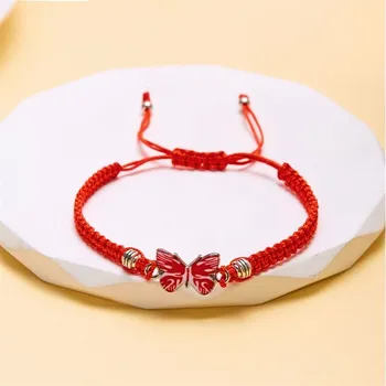Náramek Barevný ručně pletený šňůrkový náramek | dámský náramek, motýlí náramek - BR23Y0713-8