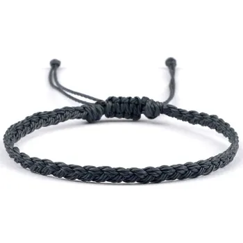 Náramek Ručně pletený párový náramek z voskované šňůrky | šňůrkový náramek, párový náramek - šedá