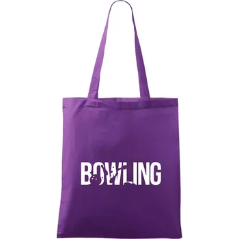 Bowling nápis kuželky - Taška bavlněná - 42 x 38 cm ( Fialová )