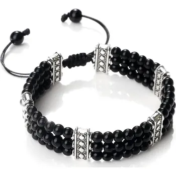 Šperk Černý pletený náramek z lávového kamene | náramek, šperk - Lesklá černá-2