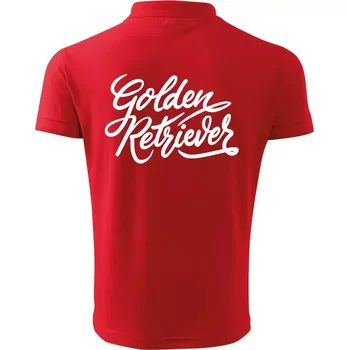 Pánská košile Golden retriever - nápis okrasný - Polokošile pánská Pique Polo 203 - 4XL ( Červená )