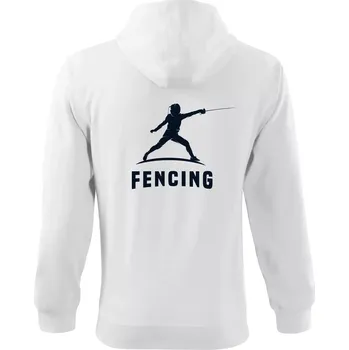 Pánská mikina Fencing (šerm) - postava - Mikina s kapucí na zip trendy zipper - M ( Bílá )