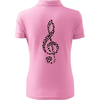 Houslový klíč z not - Polokošile dámská Pique Polo - XS ( Růžová )