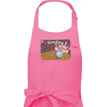 Kuchyňská zástěra Bowling plakát - Pánská zástěra na vaření - Univerzální velikost ( Růžová )
