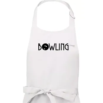 Kuchyňská zástěra Bowling nápis - Dámská zástěra na vaření - Univerzální velikost ( Bílá )