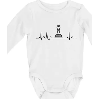 Kojenecký body EKG Šachové figurky - Král - Body kojenecké s dlouhým rukávem - Dlouhý r. do 3 měs ( Bílá )