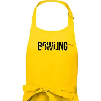 Kuchyňská zástěra Bowling nápis kuželky - Pánská zástěra na vaření - Univerzální velikost ( Žlutá )