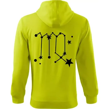 Pánská mikina Souhvězdí - Virgo - Panna - Mikina s kapucí na zip trendy zipper - S ( Limetková )