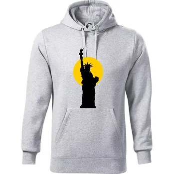 Pánská mikina Socha svobody slunce - Mikina pánská Cape s kapucí - 2XL ( Světlešedý Melír )
