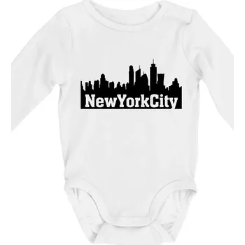 New York City silueta - Body kojenecké s dlouhým rukávem - Dlouhý r. 3-6 měs ( Bílá )