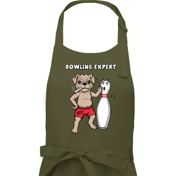 Kuchyňská zástěra Bowling expert (Hana-creative) - Pánská zástěra na vaření - Univerzální velikost ( Khaki )